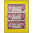 Kép 1/2 - 1949 100 forint 3 db XF sorszámkövető bankjegy. Középen törésmentes hajlás! Numizmatika-bankjegyek