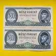 Kép 1/2 - 1969 20 forint sorszámkövető bakjegy pár Numizmatika-bankjegyek