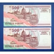 Kép 2/2 - 2006 500 forint UNC sorszámkövető bankjegy pár Numizmatika-bankjegyek