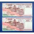 Kép 2/2 - 2006 500 forint UNC sorszámkövető bankjegy pár Numizmatika-bankjegyek