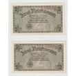 Kép 1/2 - 1939-45 2 Reichsmark bankjegypár – Német Birodalom – sorszámkövető UNC