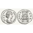 Kép 2/2 - Diva Faustina Denarius, római ezüst érme IVNO – Kr.u. 144-146, RIC 377