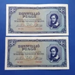 Kép 1/2 - 1945 1 millió Pengő 2 db sorszámkövető XF bankjegy Numizmatika - bankjegyek