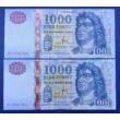 Kép 1/2 - 2007 1000 forint DC sorszámkövető Extra fine bankjegy pár. Piros sorszám. Numizmatika-bankjegyek