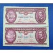 Kép 1/2 - 1960 100 forint UNC sorszámkövető bankjegy pár