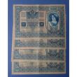 1902 1000 korona 4 db sorszámkövető XF bankjegy