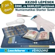 Numizmatikai  Starter, Kezdőcsomag ÉRME és BANKJEGYGYŰJTŐKNEK, 7 az 1-ben: 2 Album, Nagyító, Kesztyű, Csipesz, 2 Munkapad