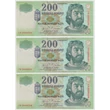 Kép 1/2 - 2004 200 Forint sorszámkövető bankjegyek, 3 db FB sorozat aUNC