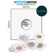 Kép 1/2 - Leuchtturm MATRIX érmetartó keret, fehér, belső Ø 22,5 mm, öntapadós