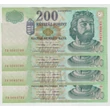 Kép 1/6 - 2002 200 Forint sorszámkövető bankjegyek 4 db FB sorozat, papírránc aUNC