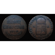 1849 3 krajcár réz érme Numizmatika - Érmék, érme