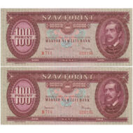 1962 100 forint sorszámkövető bankjegy pár XF Numizmatika-bankjegyek