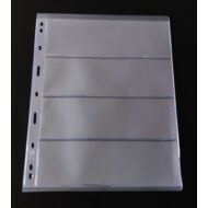 Bankjegytartó lap A4-es, 4 férőhelyes, merev, átlátszó, 2 vagy 4 gyűrűs mappába
