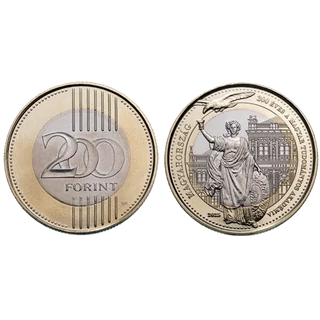 2025 200 forint forgalmi emlékváltozat, a Magyar Tudományos Akadémia 200. évfordulója emlékveret, verdefényes állapotban, rollniból