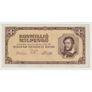 1946 1 millió milpengő F bankjegy Numizmatika - bankjegyek