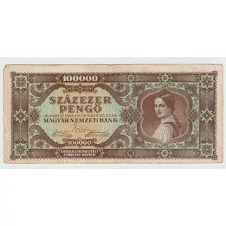1945 100 ezer Pengő bankjegy