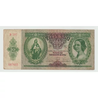 1936 10 pengő bankjegy F