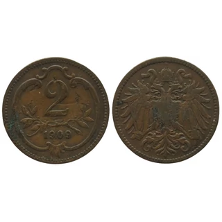 1909 2 Heller bronz érme