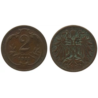 1911 2 Heller bronz érme