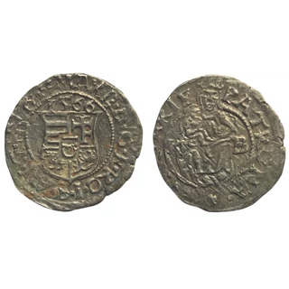II. Miksa ezüst dénár (1565–1575) érme