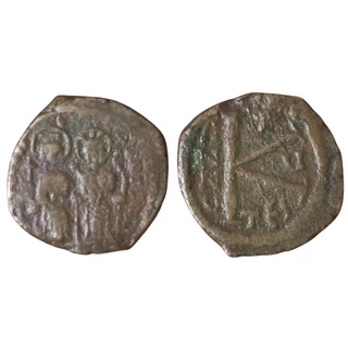 II. Justinus és Sophia AE fél Follis - bizánci bronz érme Kr.u. 569/70  SB 366