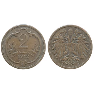1912 2 Heller bronz érme