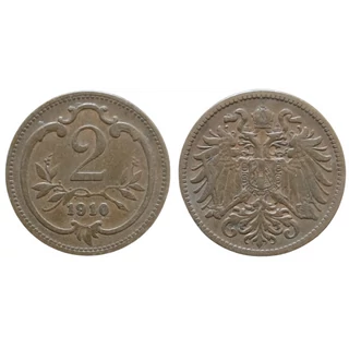 1910 2 Heller bronz érme