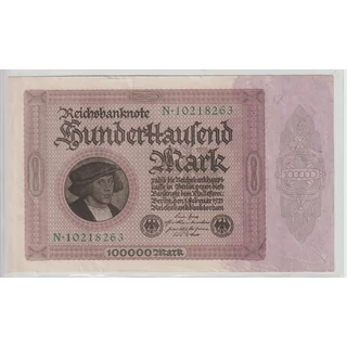 1923 100000 Márka - Hunderttausend Mark bankjegy - Reichsbanknote Németország