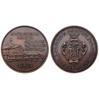 2002 MÉE Bajai Csoport I. DÉL-DUNÁNTÚLI ÉREMGYŰJTŐ TALÁLKOZÓ emlékérme Piefort 61,83 g Dupla vastag - Ritka! Mindössze 50 db!