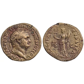 Titus dupondius római bronz érme – FELICITAS PVBLICA · Kr. u. 72 RIC II 474