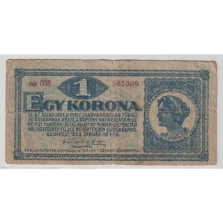 1920 1 Korona Államjegy