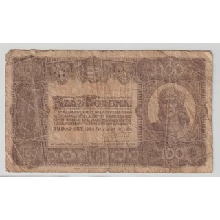 1923 100 korona államjegy papírpénz Numizmatika-bankjegyek