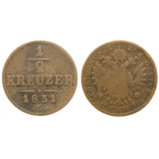 1851 1/2 Kreuzer (Krajcár) g verdejel - Ritka!