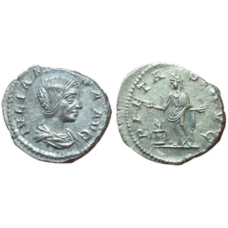 Julia Maesa Denarius, római ezüst érme PIETAS – Kr.u. 218-222, RIC 266