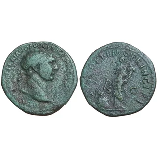 Traianus Dupondius, római bronz érme – Kr.u. 108-109, RIC 502