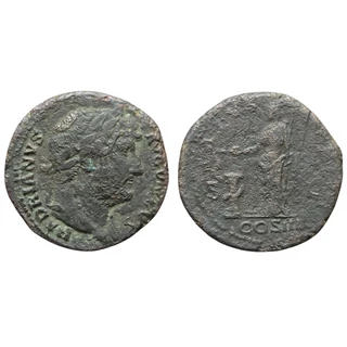 Hadrianus As, római bronz érme – Kr.u. 125-128, RIC 678