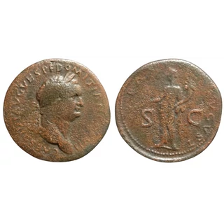 Domitianus Sestertius, római bronz érme – Kr.u. 80-81, RPC II 504