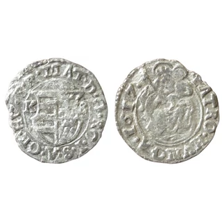 1617-es II. Mátyás ezüst denár – K-B verdejelű, Madonna ábrázolással