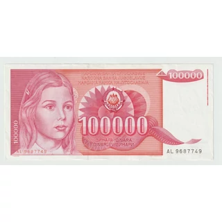 1989 100000 dinár bankjegy Jugoszlávia