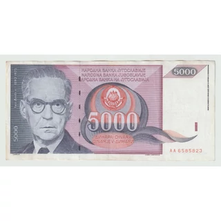1991 5000 dinár bankjegy Jugoszlávia