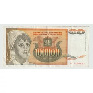 1993 100000 dinara bankjegy (Jugoszlávia)