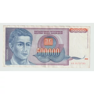 1993 500000 dinár bankjegy Jugoszlávia