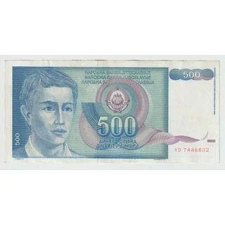 1990 500 dinár bankjegy Jugoszlávia