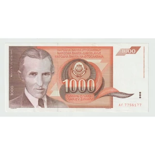 1990 1000 dinár bankjegy Jugoszlávia