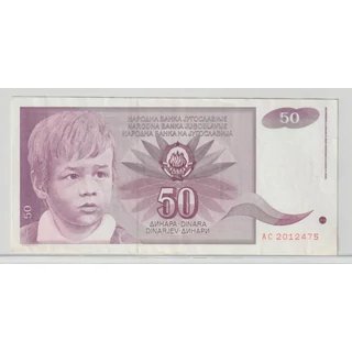 1990 50 dinár bankjegy Jugoszlávia