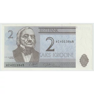 1992 2 krooni bankjegy (Észtország)– Karl Ernst von Baer portréjával