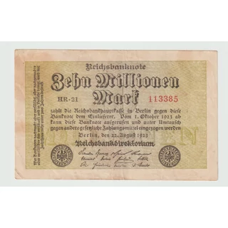 1923 10 Millió Márka - Zehn Millionen Mark reichsbanknote
