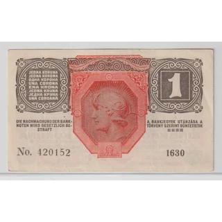 1916 1 Korona bankjegy D.Ö. felülbélyegzéssel