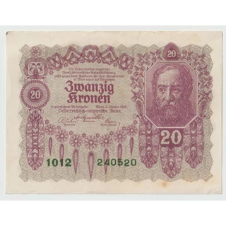1922 Zwanzig Kronen (20 Korona) bankjegy