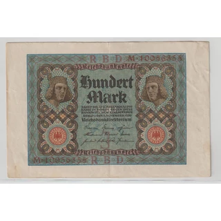 1920 100 Márka - Hundert Mark bankjegy - Reichsbanknote Németország